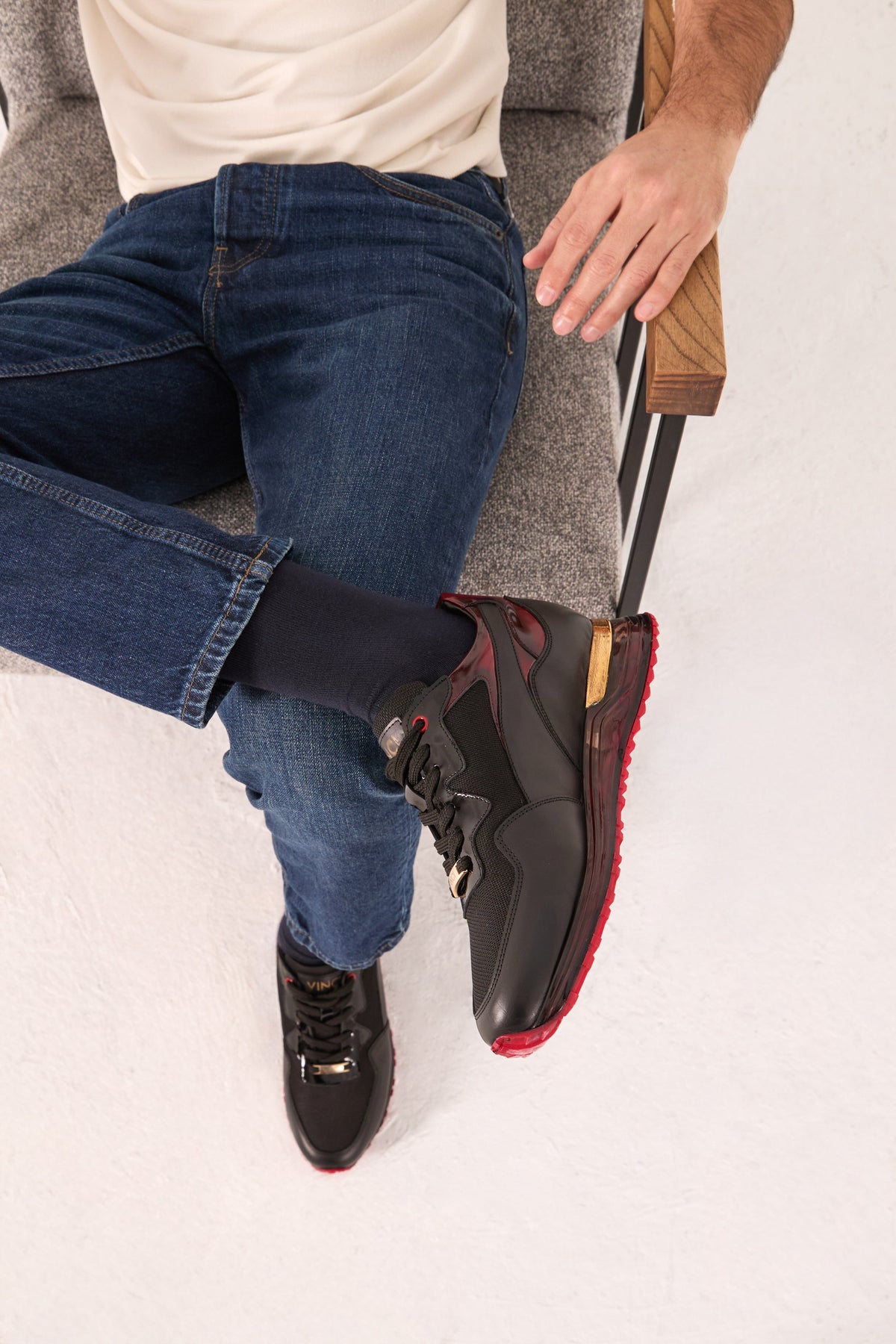 Vinci Leather The Rialto Black & Red Patent Leather Men Sneaker – product view 8