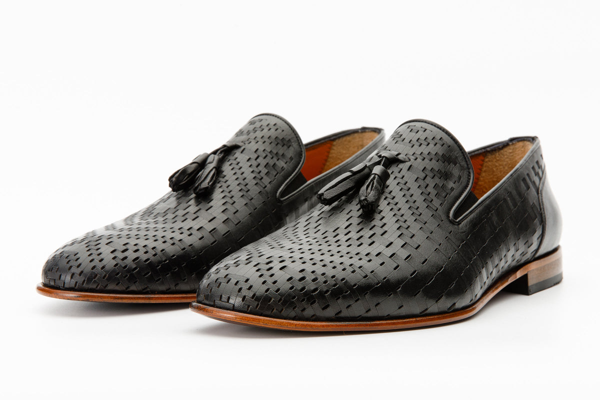 Vinci Leather The Meram Black Leather Tassel Slip-On Loafer Men Shoe – product view 2
