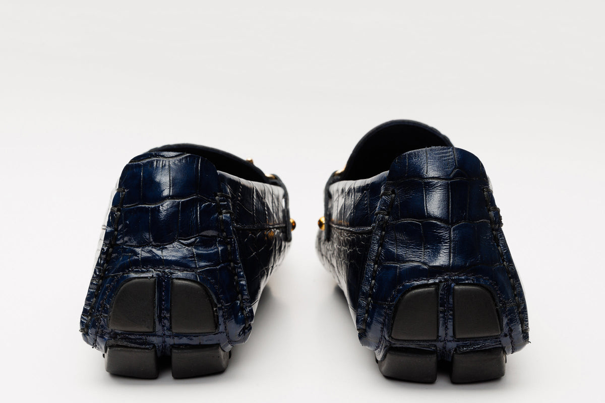 Vinci Leather The Pisa Navy Blue Leather Bit Drive Loafer Men Shoe – product view 3