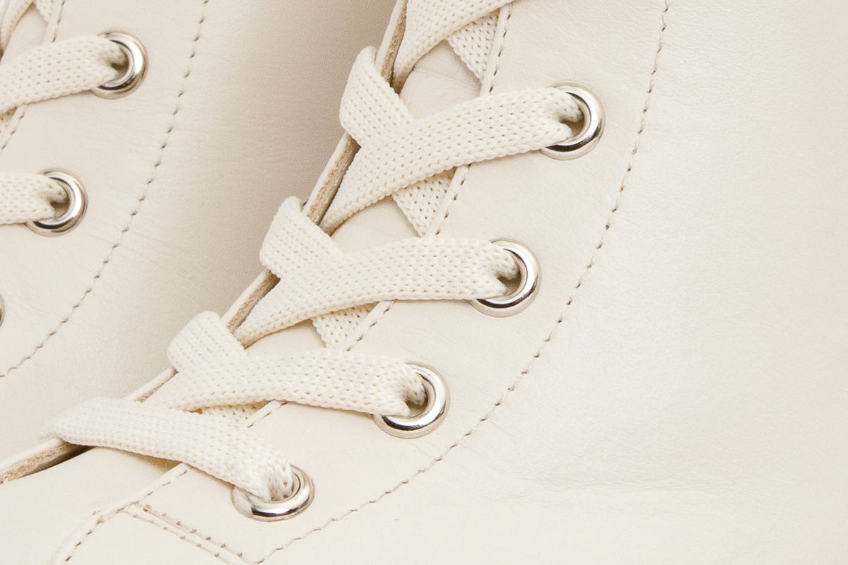 Vinci Leather The Estrada Cream Leather Lace-Up Platform Heel Mid Calf Women Boot – product view 3