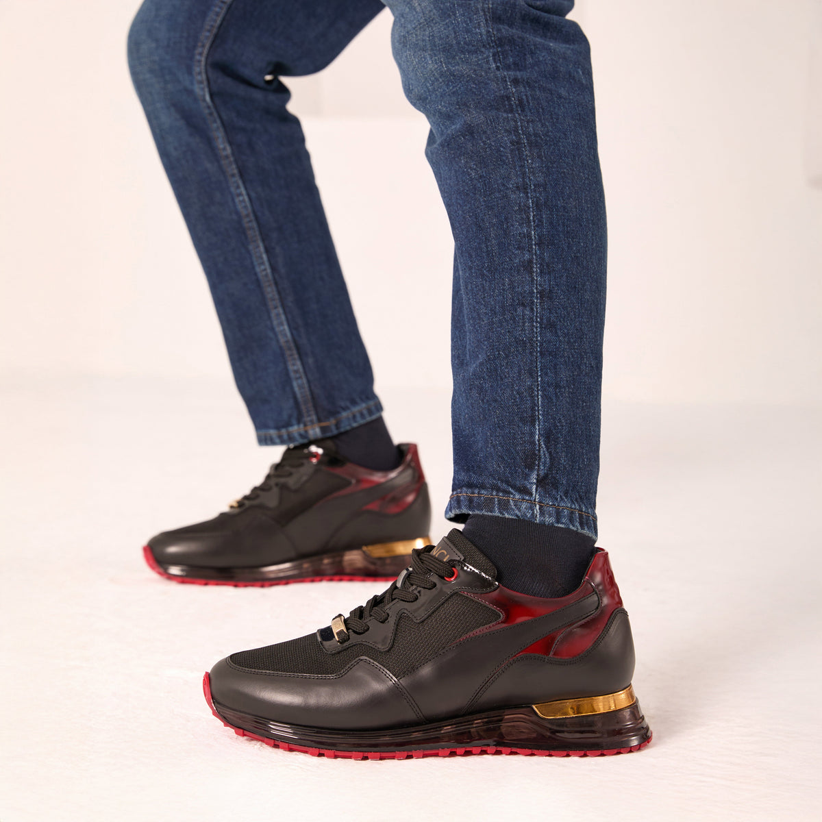 Vinci Leather The Rialto Black & Red Patent Leather Men Sneaker – product view 2