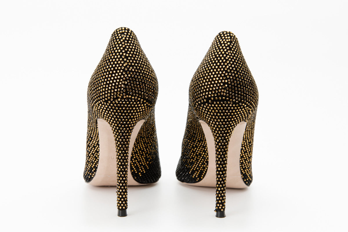 Vinci Leather The Bago Black & Gold Glitter Leather Pump Women Shoe – product view 4