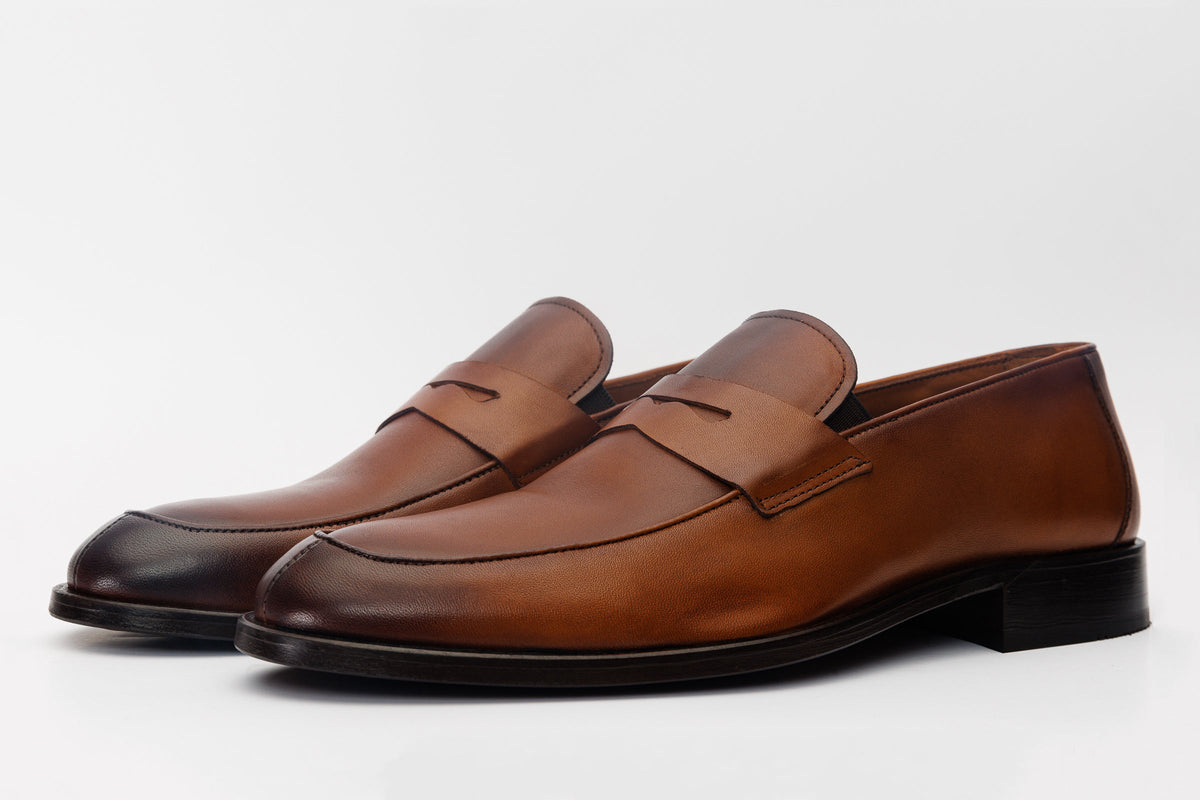 Vinci Leather The Marinka Tan Leather Shoe Penny Loafer Men Shoe – product view 2