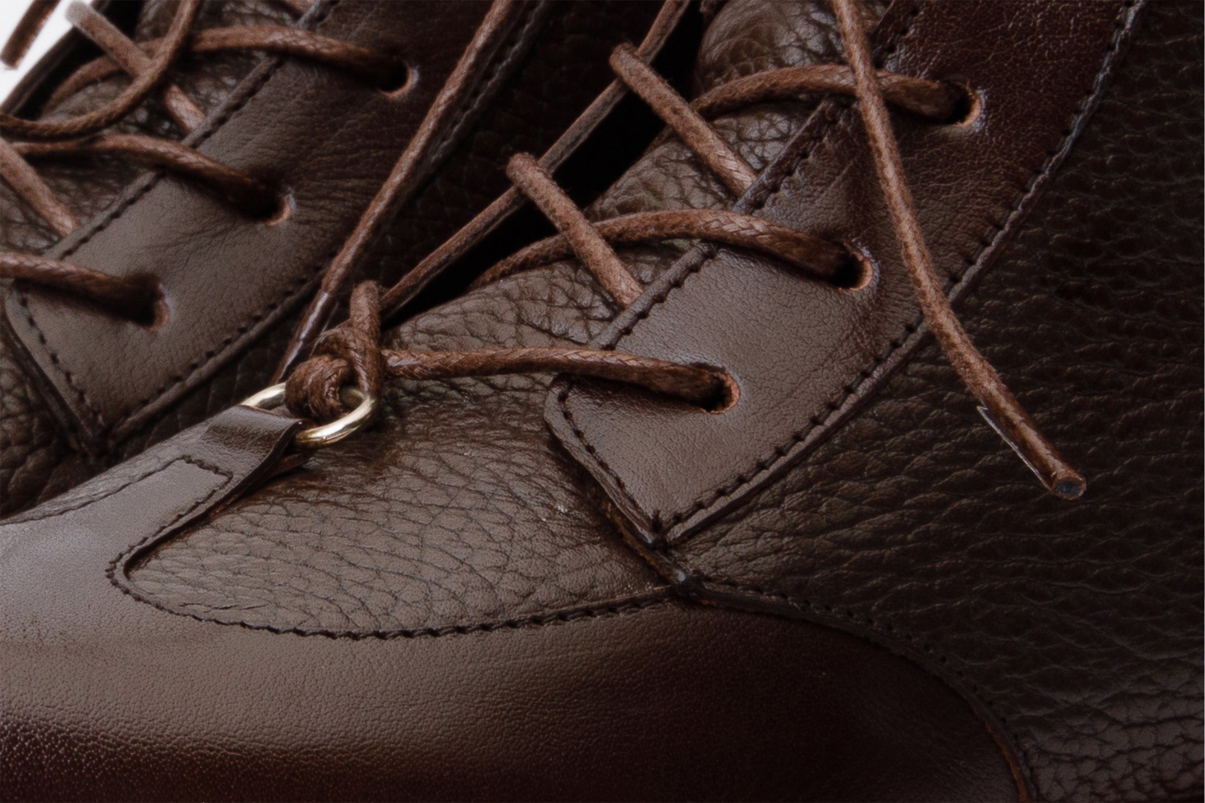 The Yildiz Brown Leather Lace-Up Ankle Women Boot With a Side Zipper