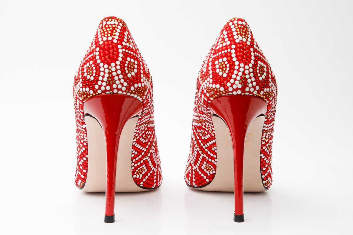 Vinci Leather The Nampula Red Glitter Leather Pump Women Shoe – product view 3