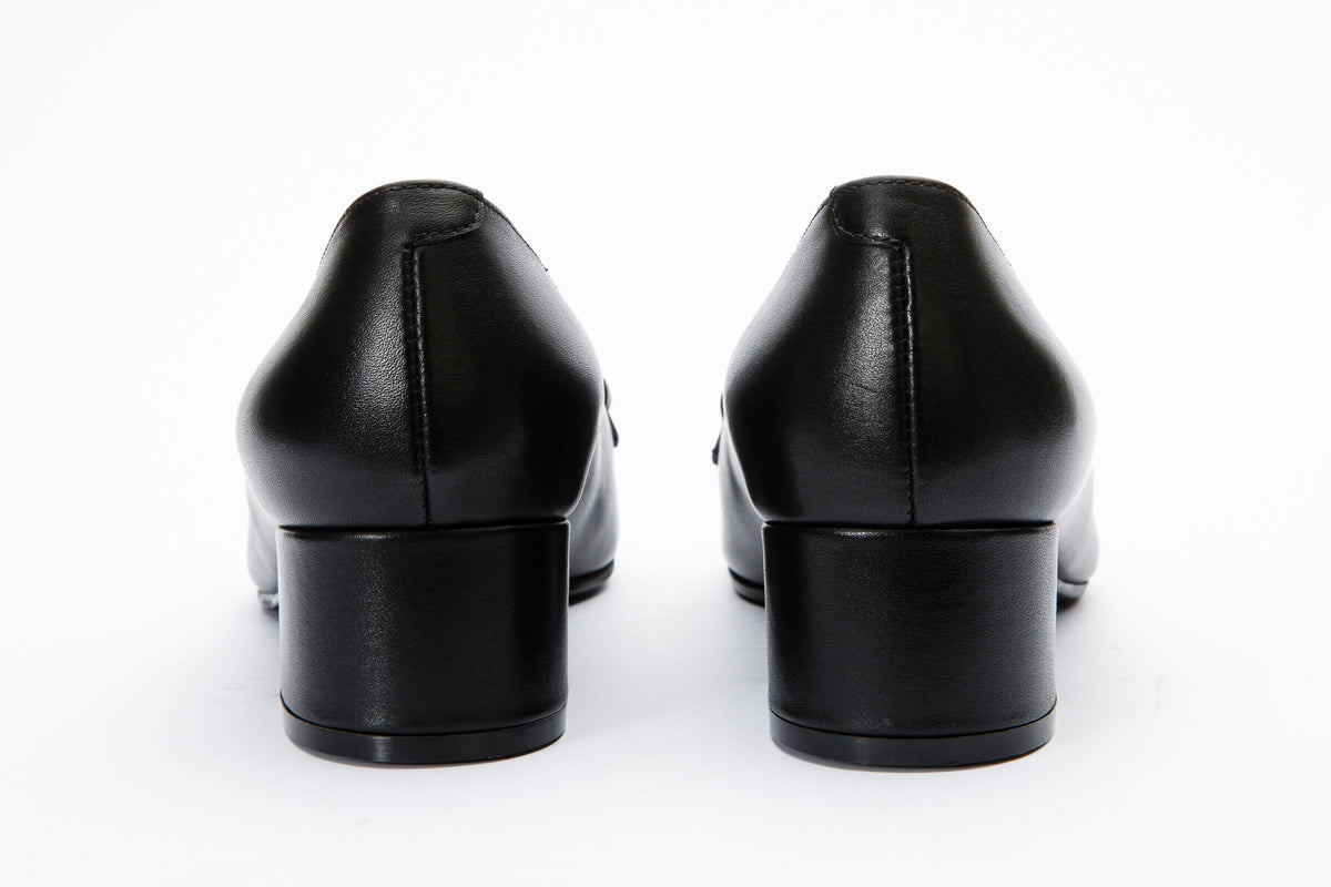 Vinci Leather The Delhi Black Leather Block Heel Pump Women Shoe – product view 3