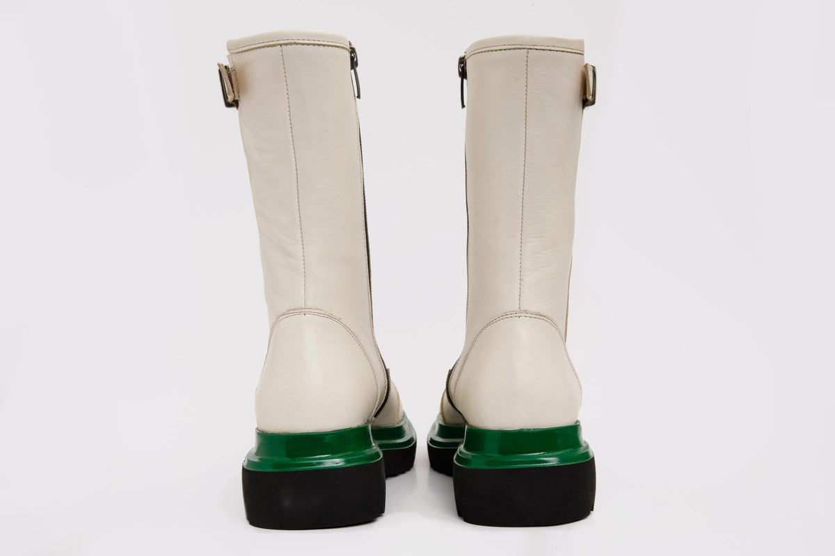 Vinci Leather The Yako Cream Leather Mid Calf Women Boot Final Sale! – product view 4