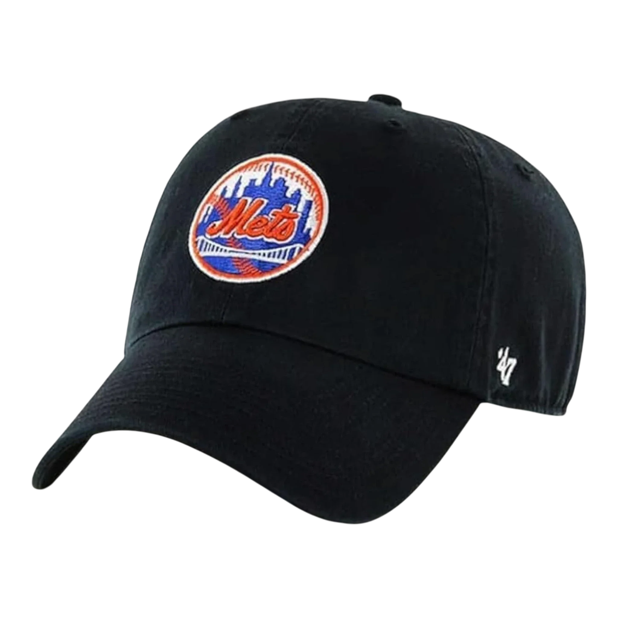 47 Brand Clean Up New York Mets Strapback Hat — Black Adjustable Cap