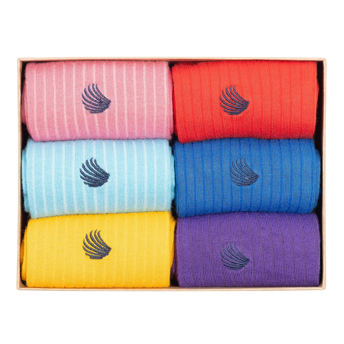 Menβs Bamboo Dress Socks 6-Pack Gift Box, Bright Colors