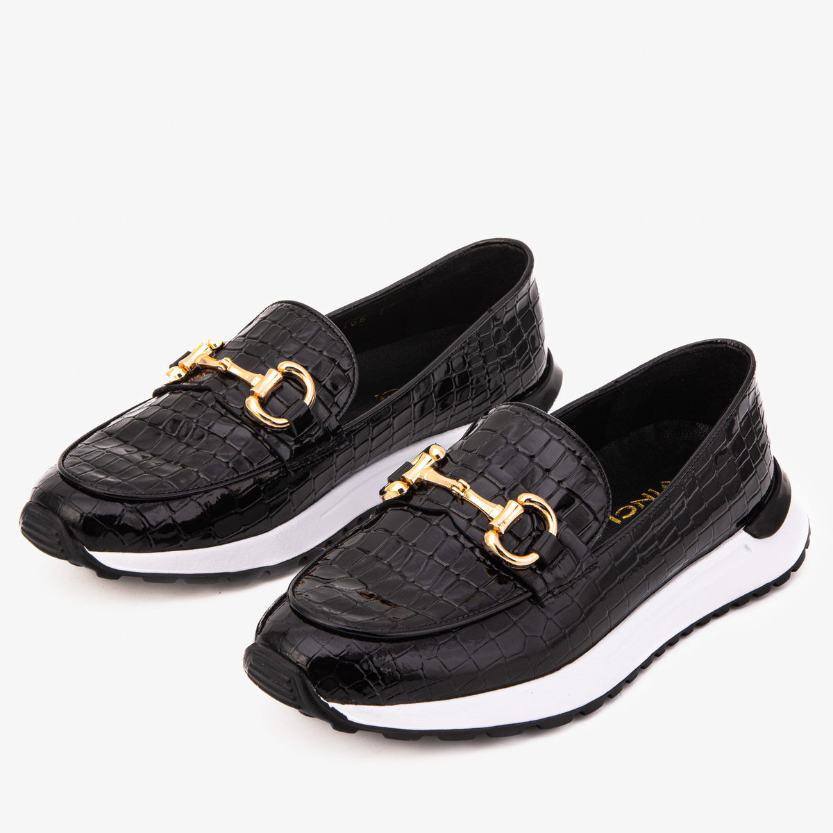 Vinci Leather The Milan Black Croc-Embossed Patent Leather Women Sneaker – product view 5
