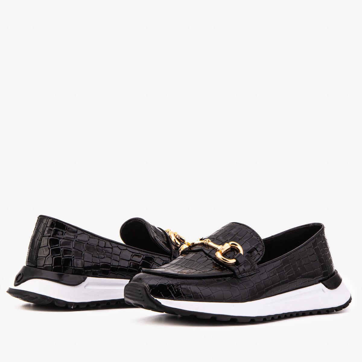 Vinci Leather The Milan Black Croc-Embossed Patent Leather Women Sneaker – product view 6