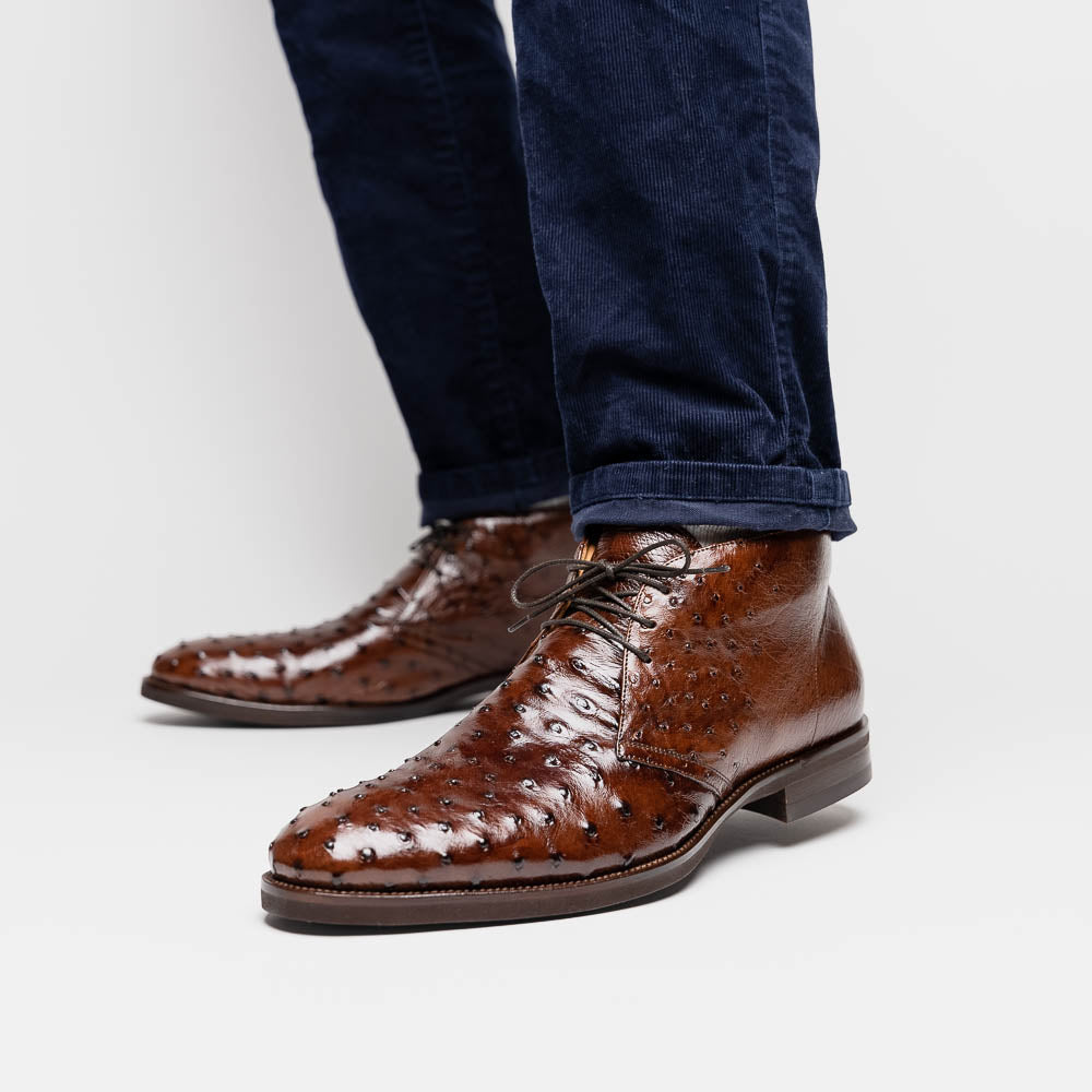 Zelli Italia Men's 43-594-BRN MARCO Ostrich Quill Chukka Boot, Brown