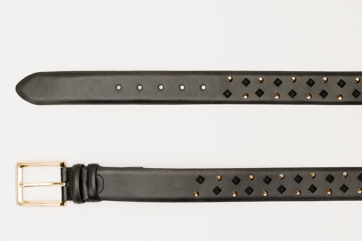 Vinci Leather The Infanta Black Spike Leather Belt – product view 3
