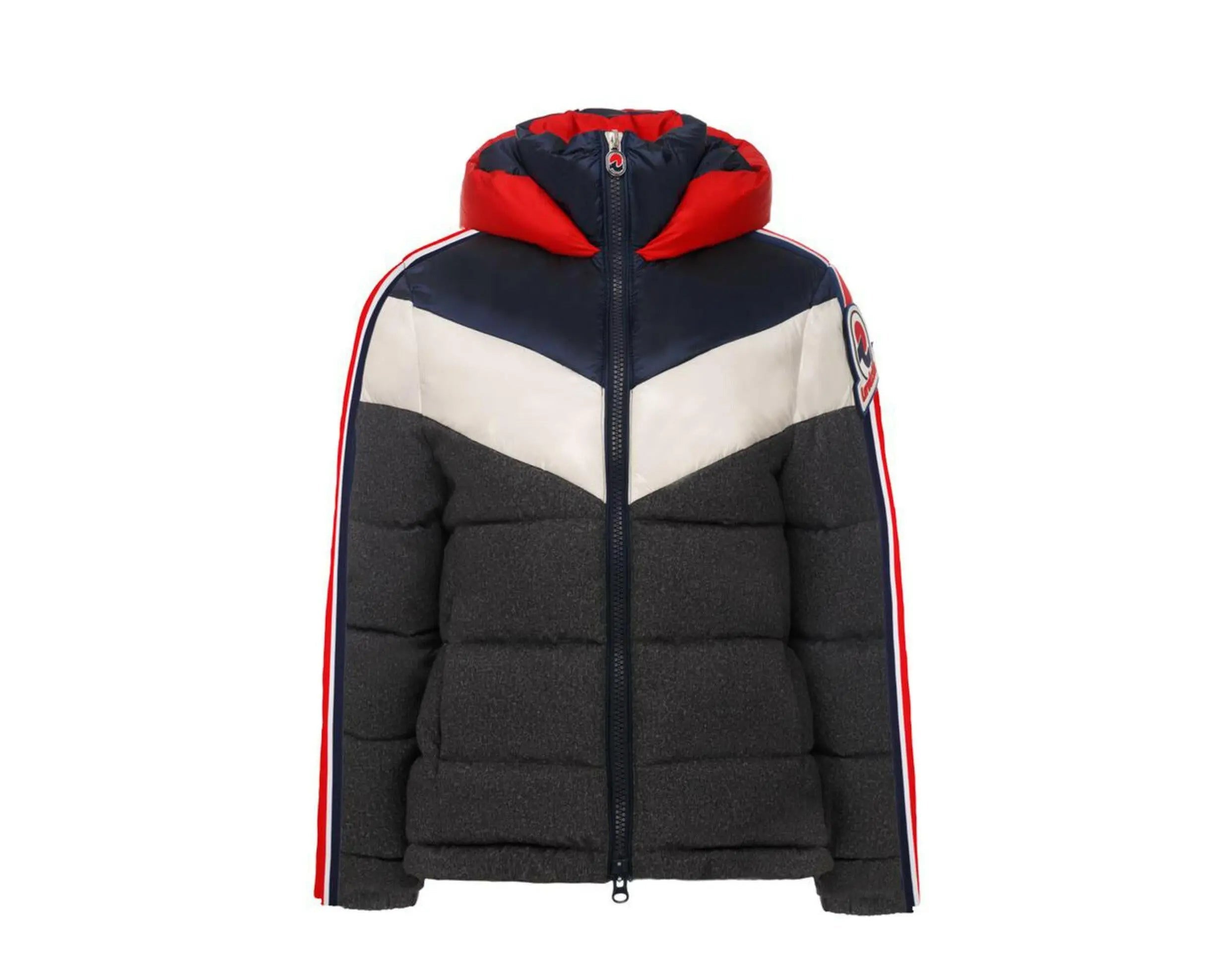 Invicta Claudia Shiny Contrast Colors Women Puffer Jacket Grey/Navy/Red