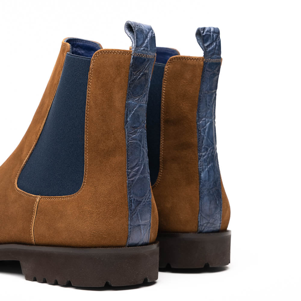 Zelli Italia Men's 46-210-CGN GIANNA Suede Chelsea Boot, Cognac