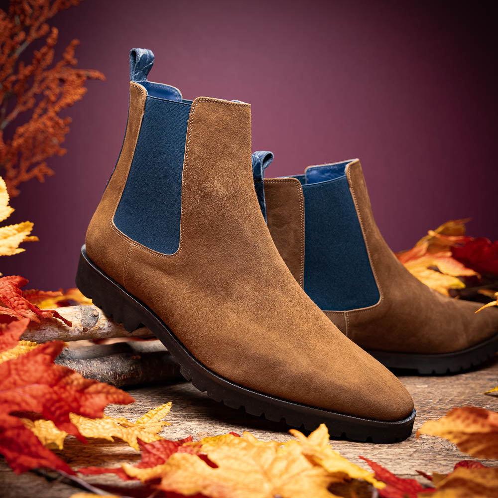 Zelli Italia Men's 46-210-CGN GIANNA Suede Chelsea Boot, Cognac