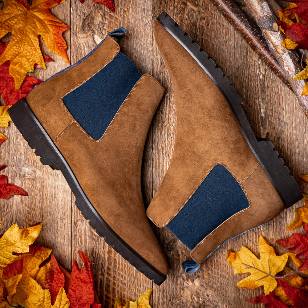 Zelli Italia Men's 46-210-CGN GIANNA Suede Chelsea Boot, Cognac