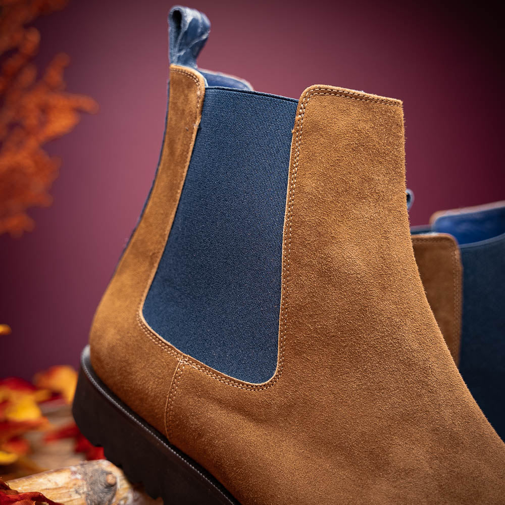 Zelli Italia Men's 46-210-CGN GIANNA Suede Chelsea Boot, Cognac