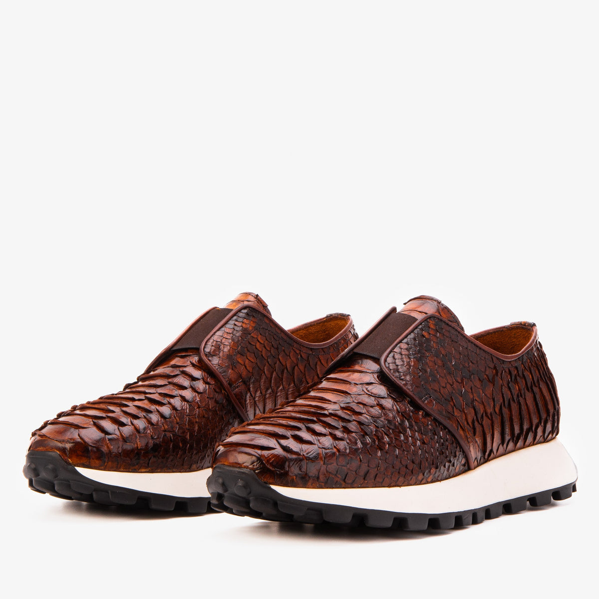 The Obsidian Tan Python Leather Men Sneaker