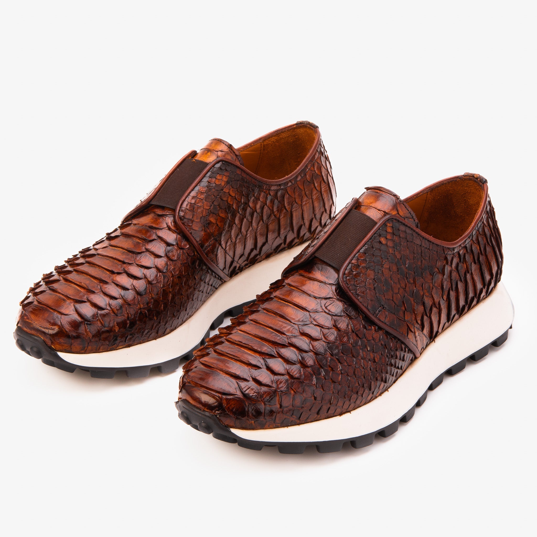 The Obsidian Tan Python Leather Men Sneaker