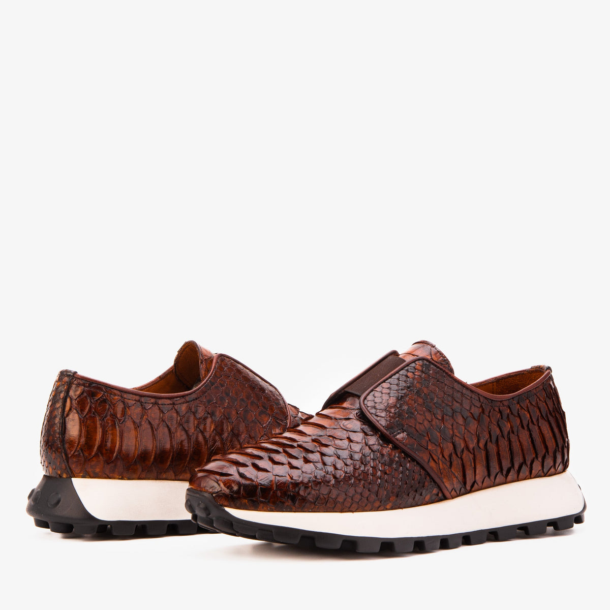 The Obsidian Tan Python Leather Men Sneaker
