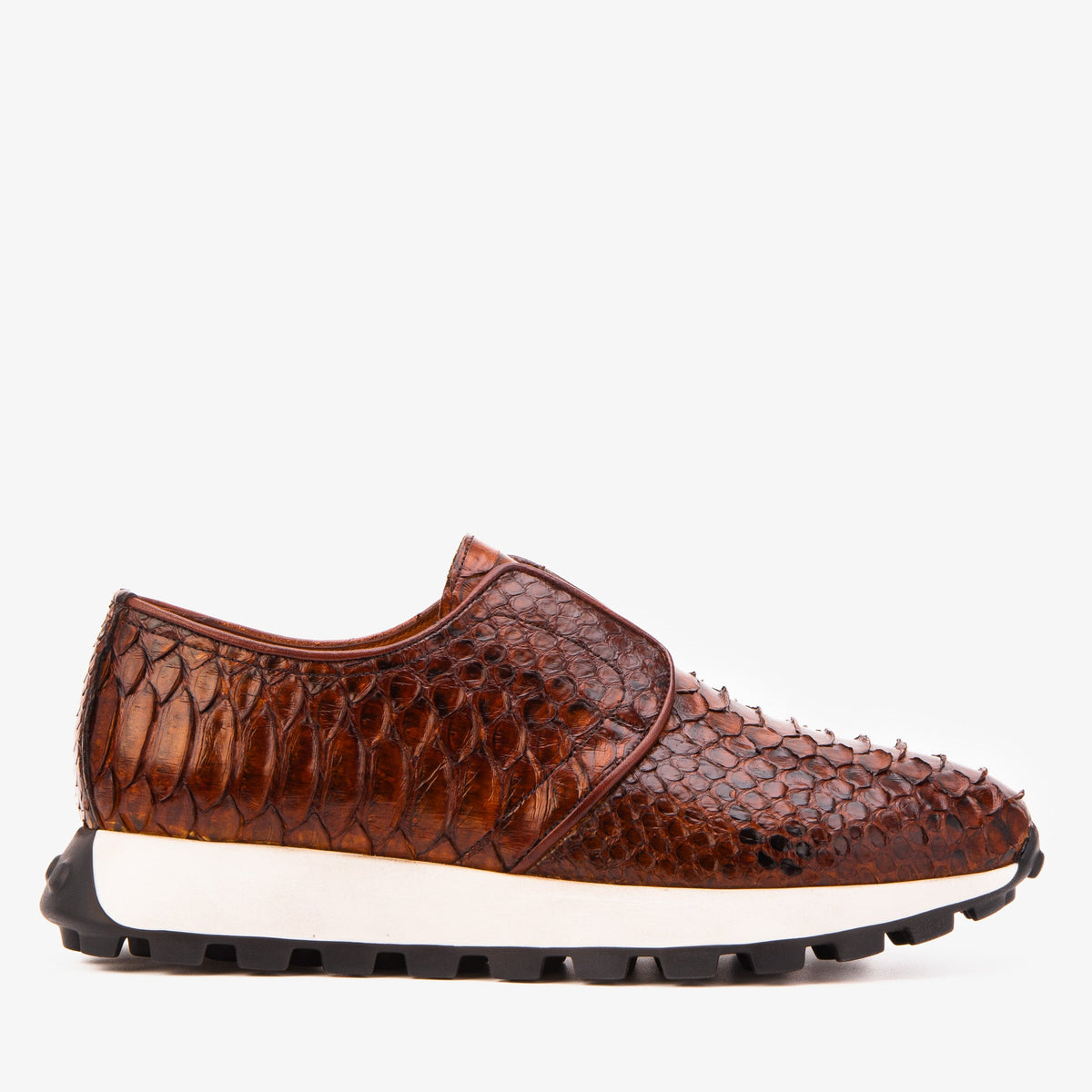 The Obsidian Tan Python Leather Men Sneaker