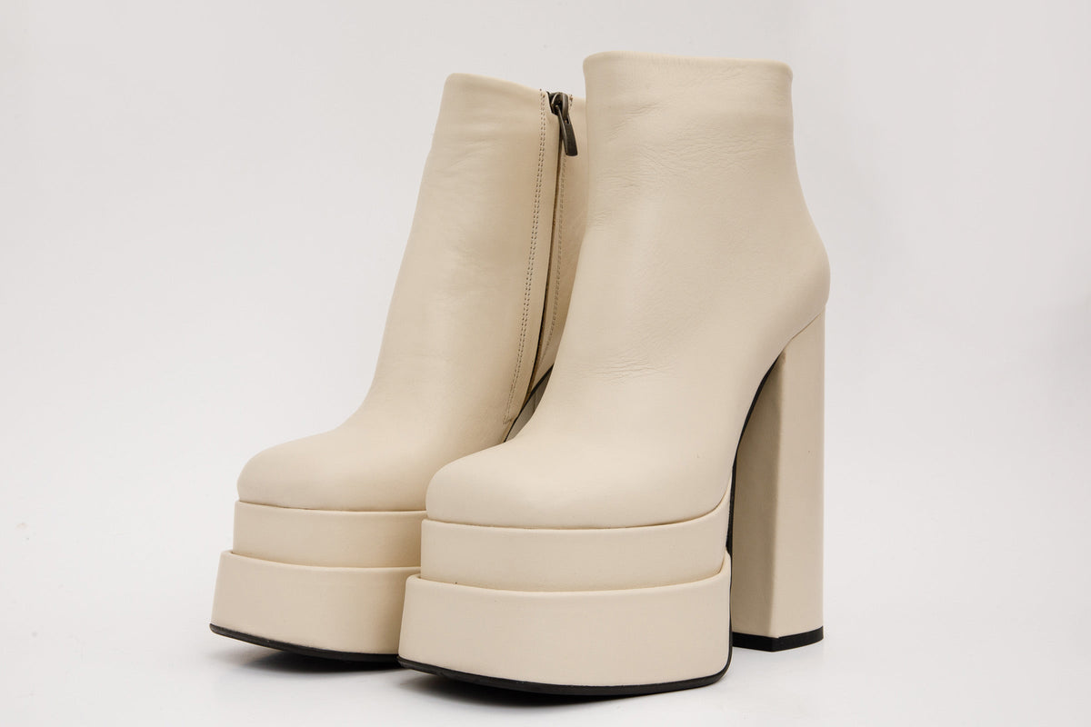 Vinci Leather The Latino Cream Leather High Heel Women Boot Final Sale! – product view 2