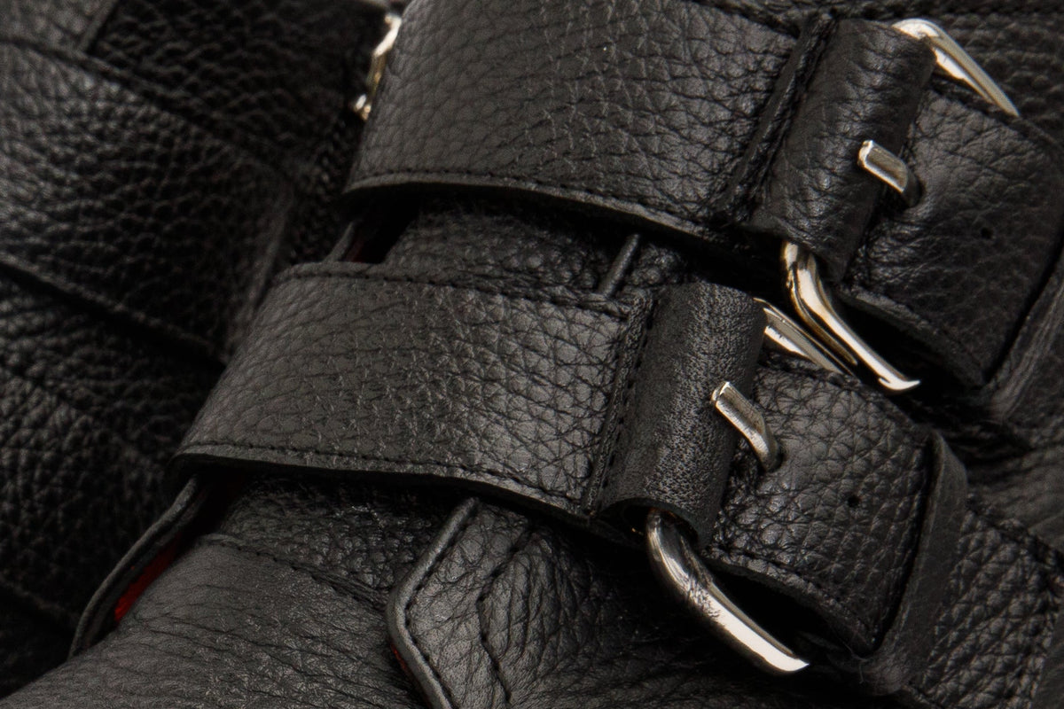 Vinci Leather The Harry Black Leather Double Monk Ankle Women Boot Final Sale! – product view 4
