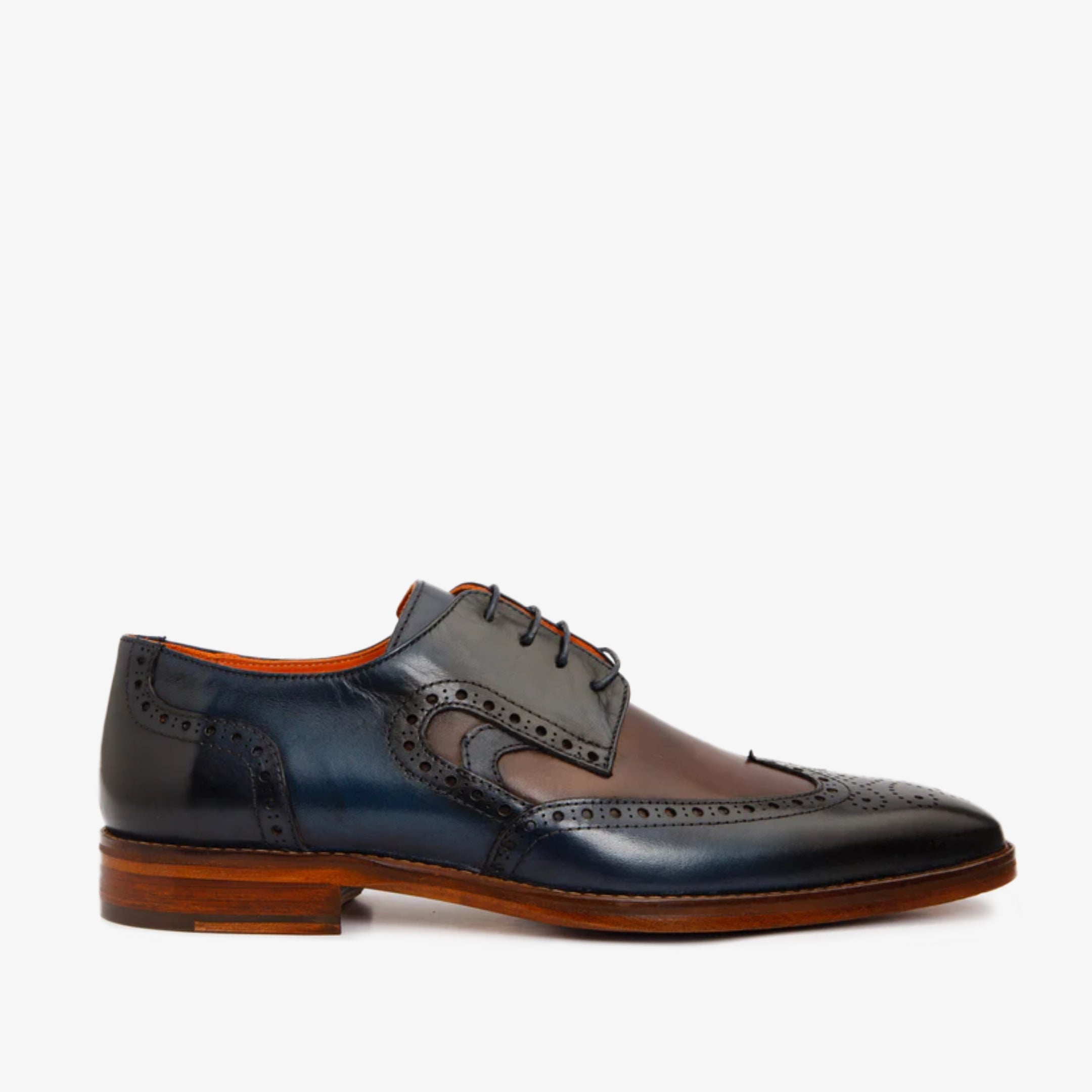 The Neiva Navy/Brown Wingtip Semi Brogue Derby Men Shoe