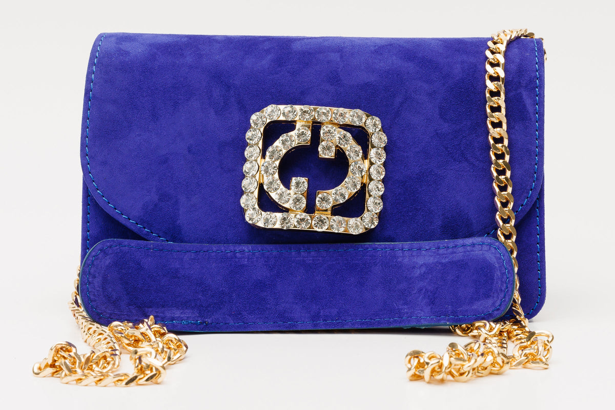 Vinci Leather The California Sax Blue Suede Leather Handbag – product view 2