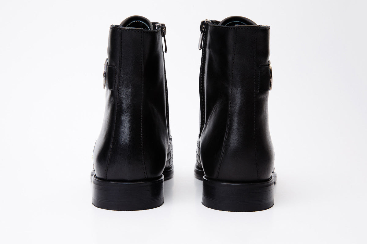 Vinci Leather The Zeus Black Leather Lace-Up Men Boot with a Zipper – product view 4
