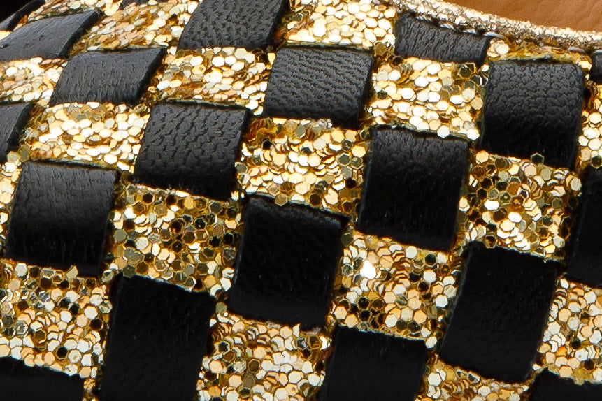 Vinci Leather The Saks Tory Gold & Black Handwoven Leather Pump Women Shoe – product view 5