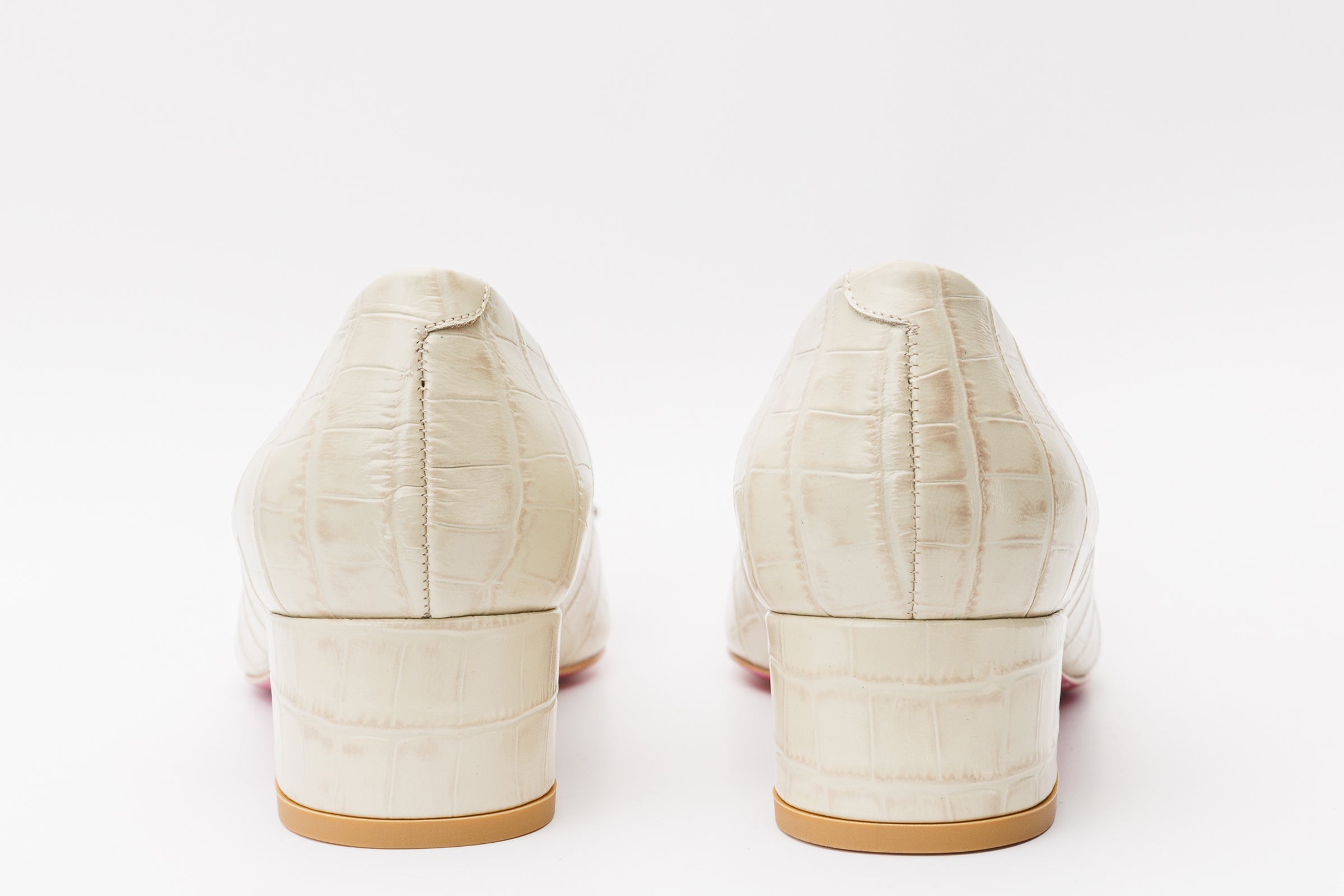 The Foggia Cream Leather Block Heel Pump Women Shoe