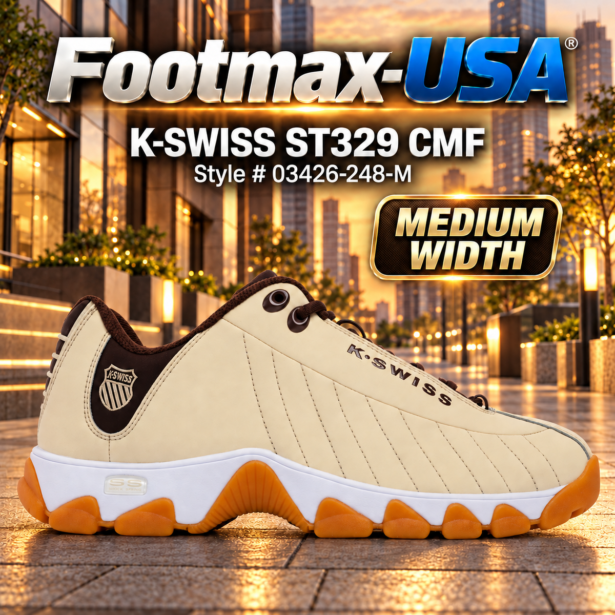 K-Swiss St329 Cmf - Wdwash / Choclat / Wt / Gum - 03426-248-M (Men's) — product view 1