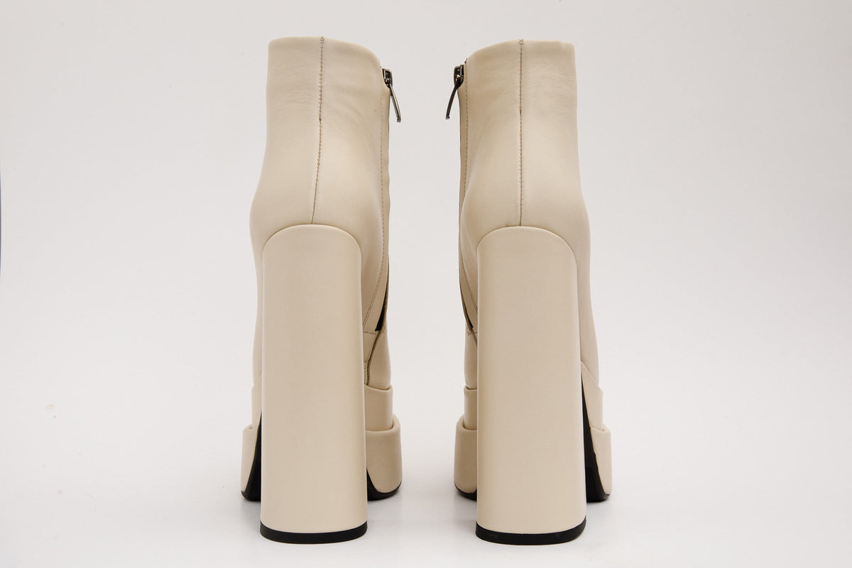 Vinci Leather The Latino Cream Leather High Heel Women Boot Final Sale! – product view 4