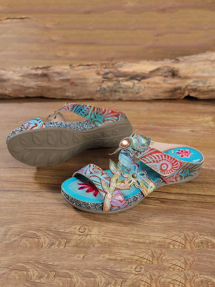 Laylah Genuine Leather Hand Painted Slippers – product view 7