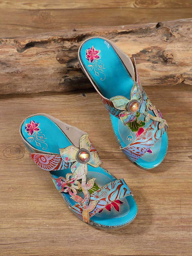 Laylah Genuine Leather Hand Painted Slippers – product view 8