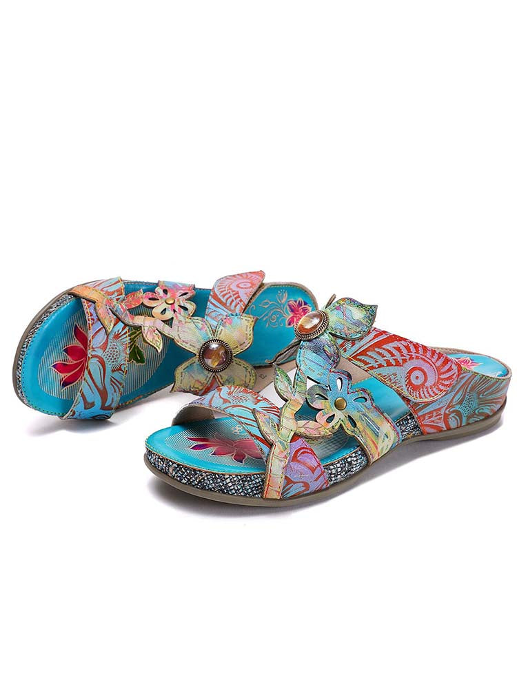 Laylah Genuine Leather Hand Painted Slippers – product view 4