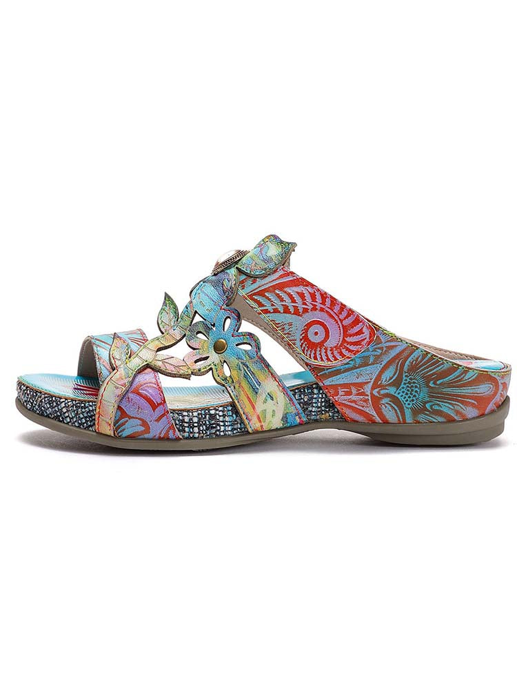 Laylah Genuine Leather Hand Painted Slippers – product view 3