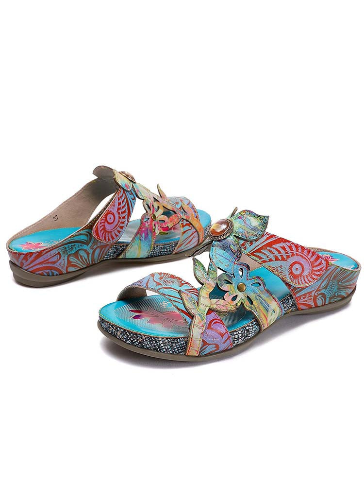 Laylah Genuine Leather Hand Painted Slippers – product view 5