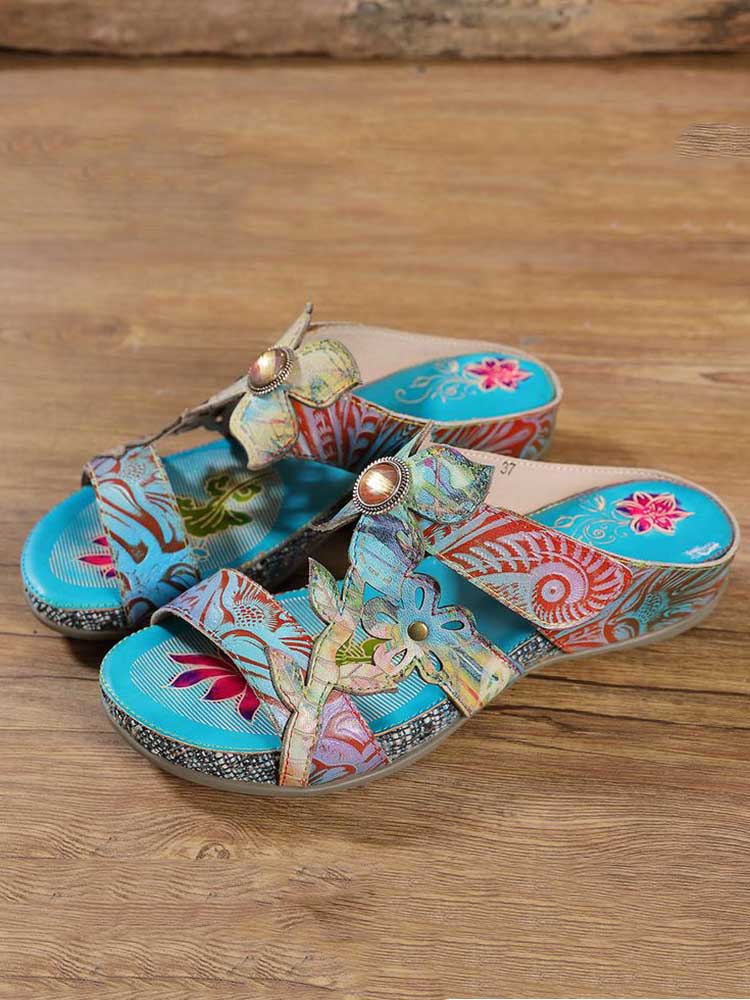 Laylah Genuine Leather Hand Painted Slippers – product view 6