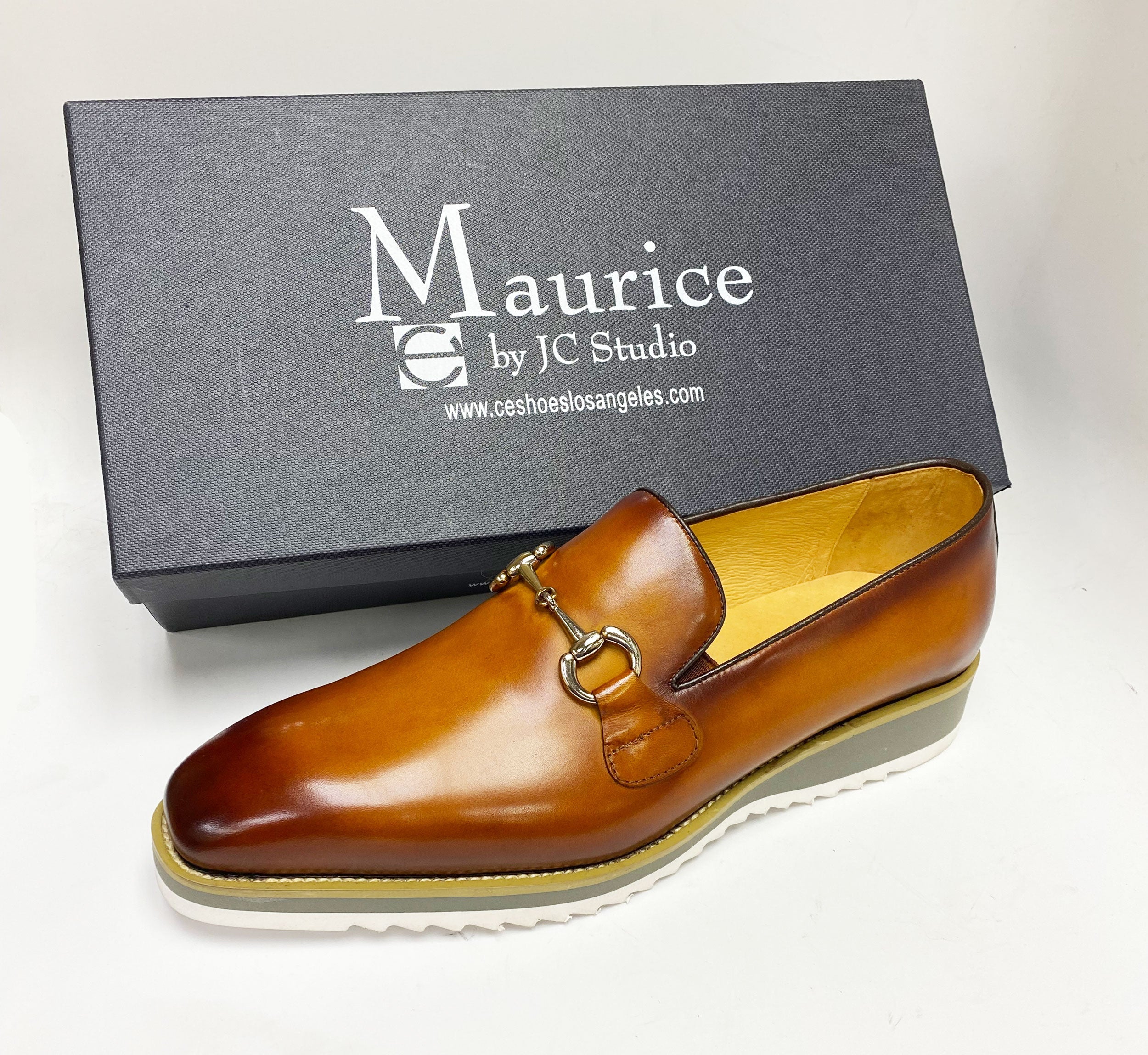 C&E Fashions Maurice Horsebit Calfskin Loafer - Cognac