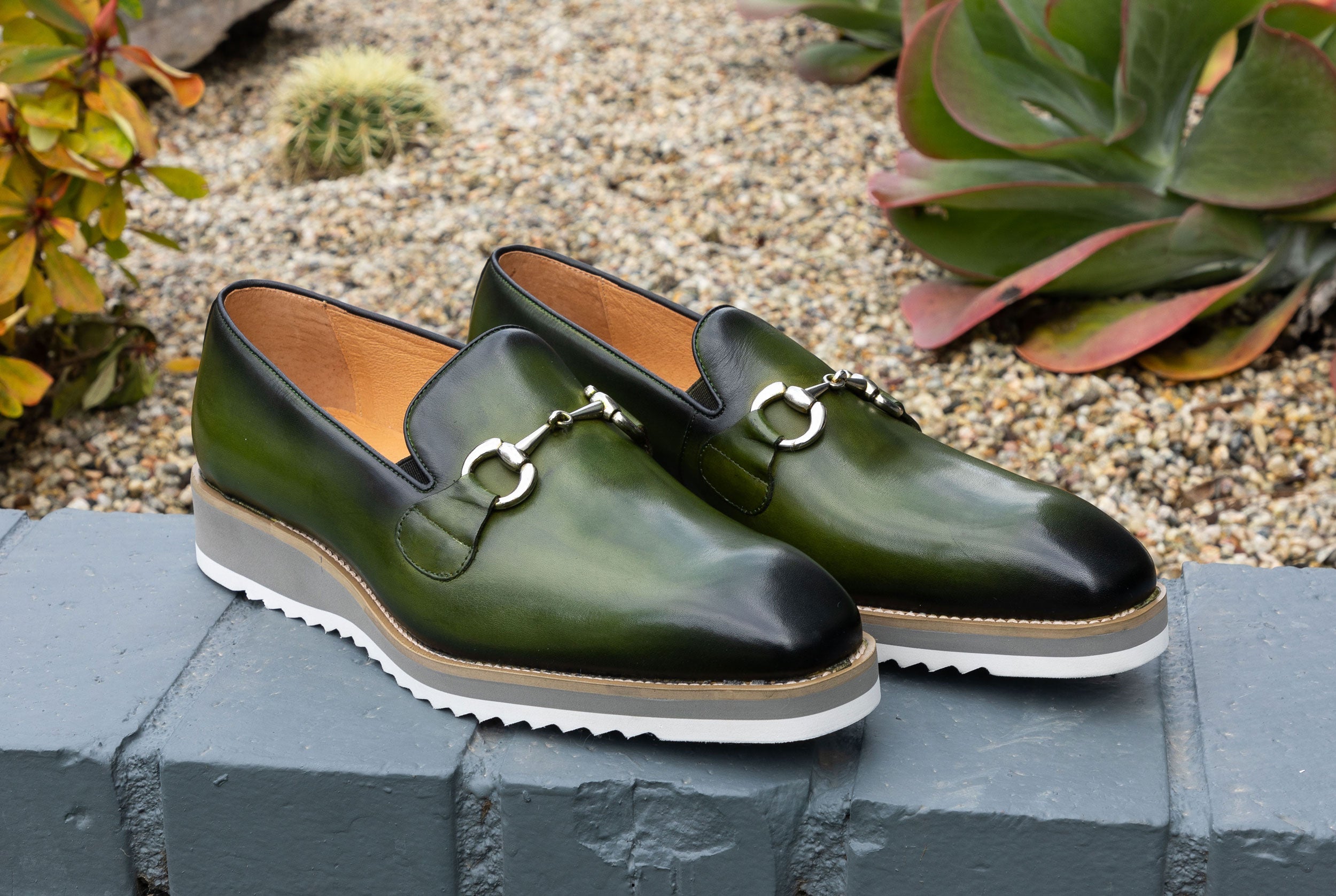 C&E Fashions Maurice Horsebit Calfskin Loafer - Olive