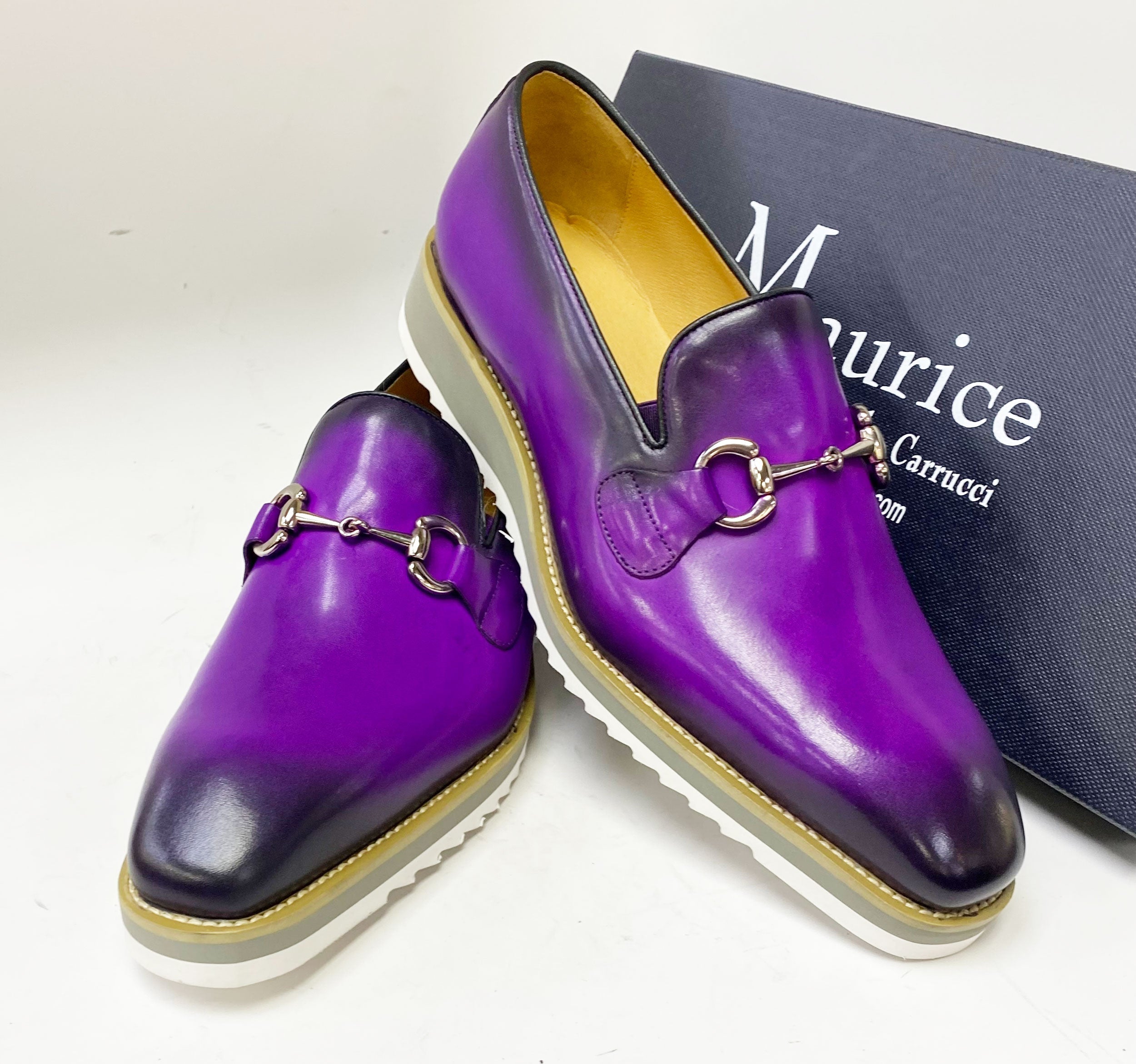 C&E Fashions Maurice Horsebit Calfskin Loafer - Purple