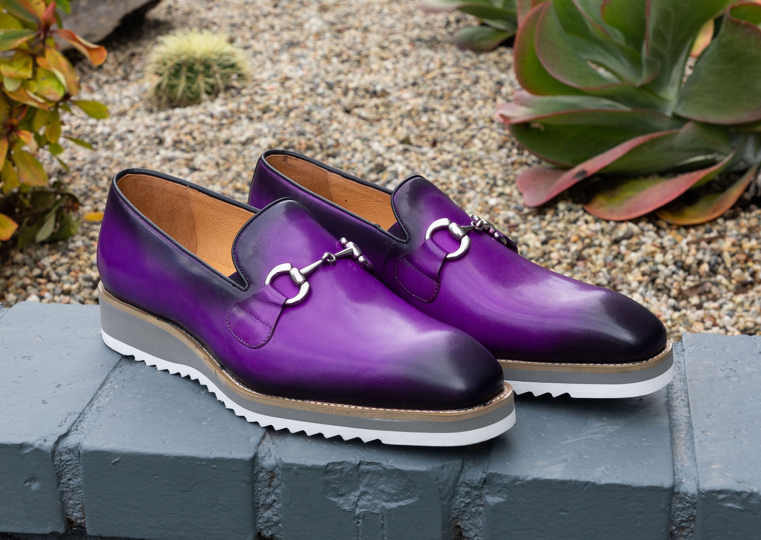 C&E Fashions Maurice Horsebit Calfskin Loafer - Purple