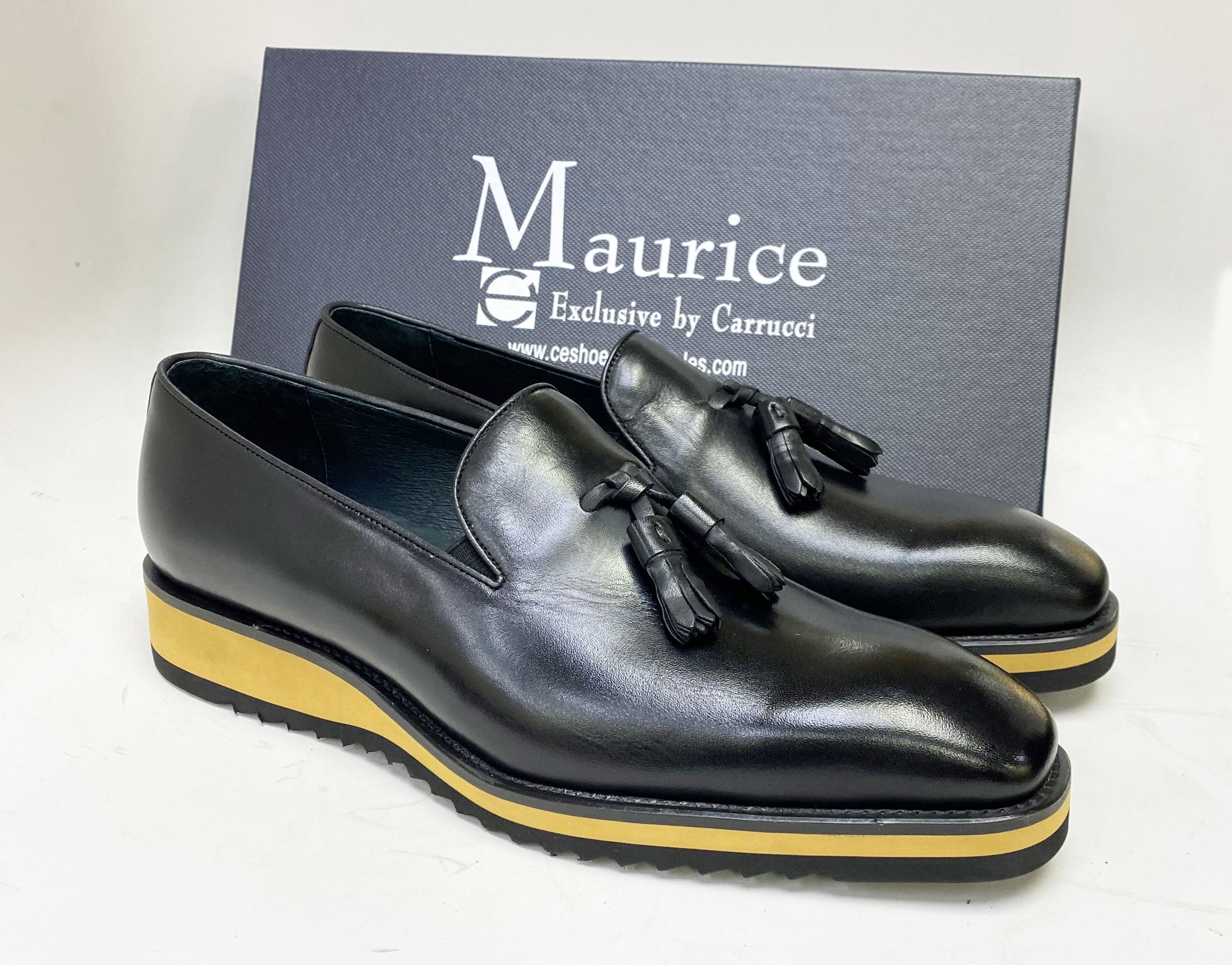 C&E Fashions Maurice Calfskin Tasseled Loafer - Black