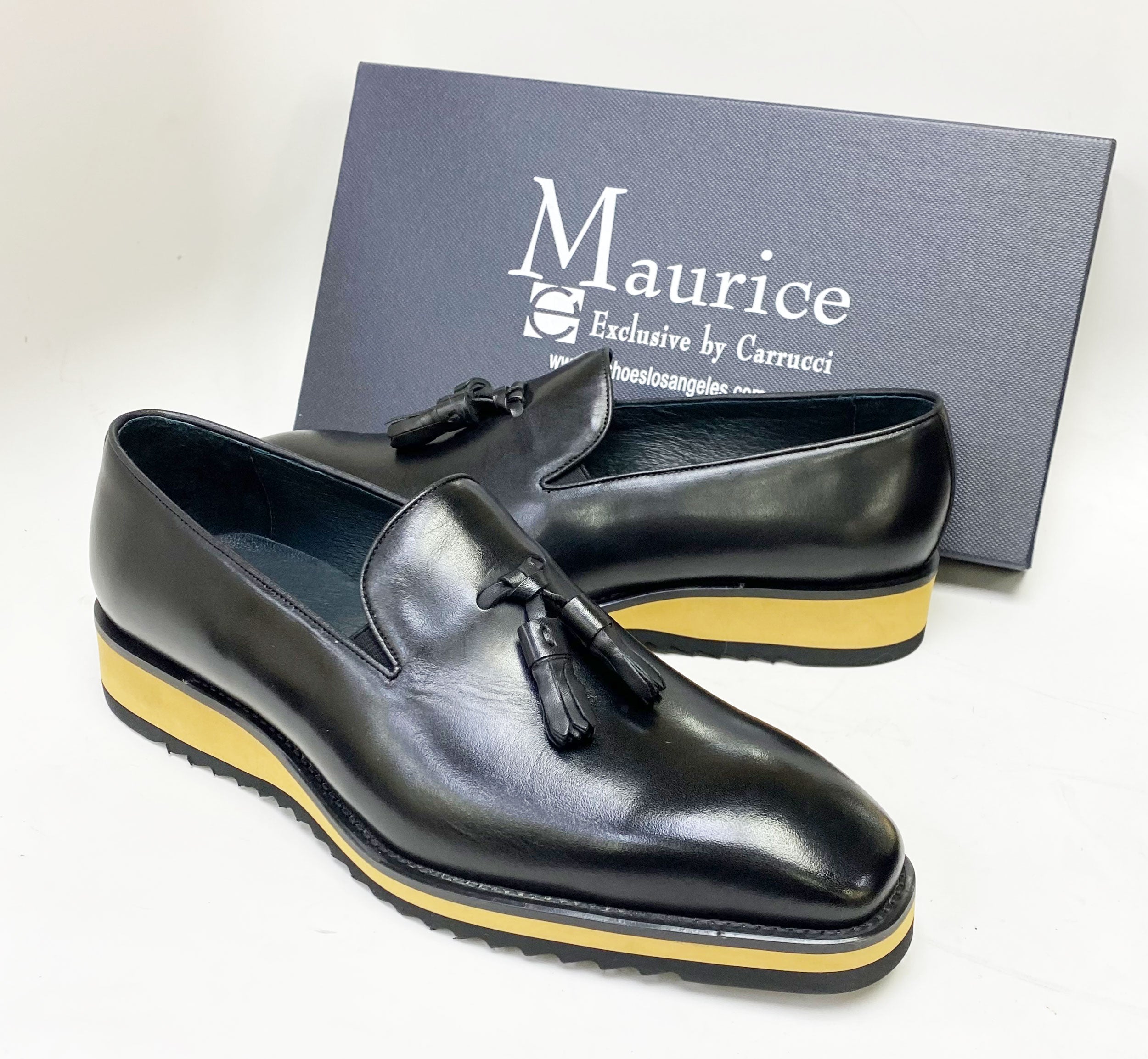 C&E Fashions Maurice Calfskin Tasseled Loafer - Black