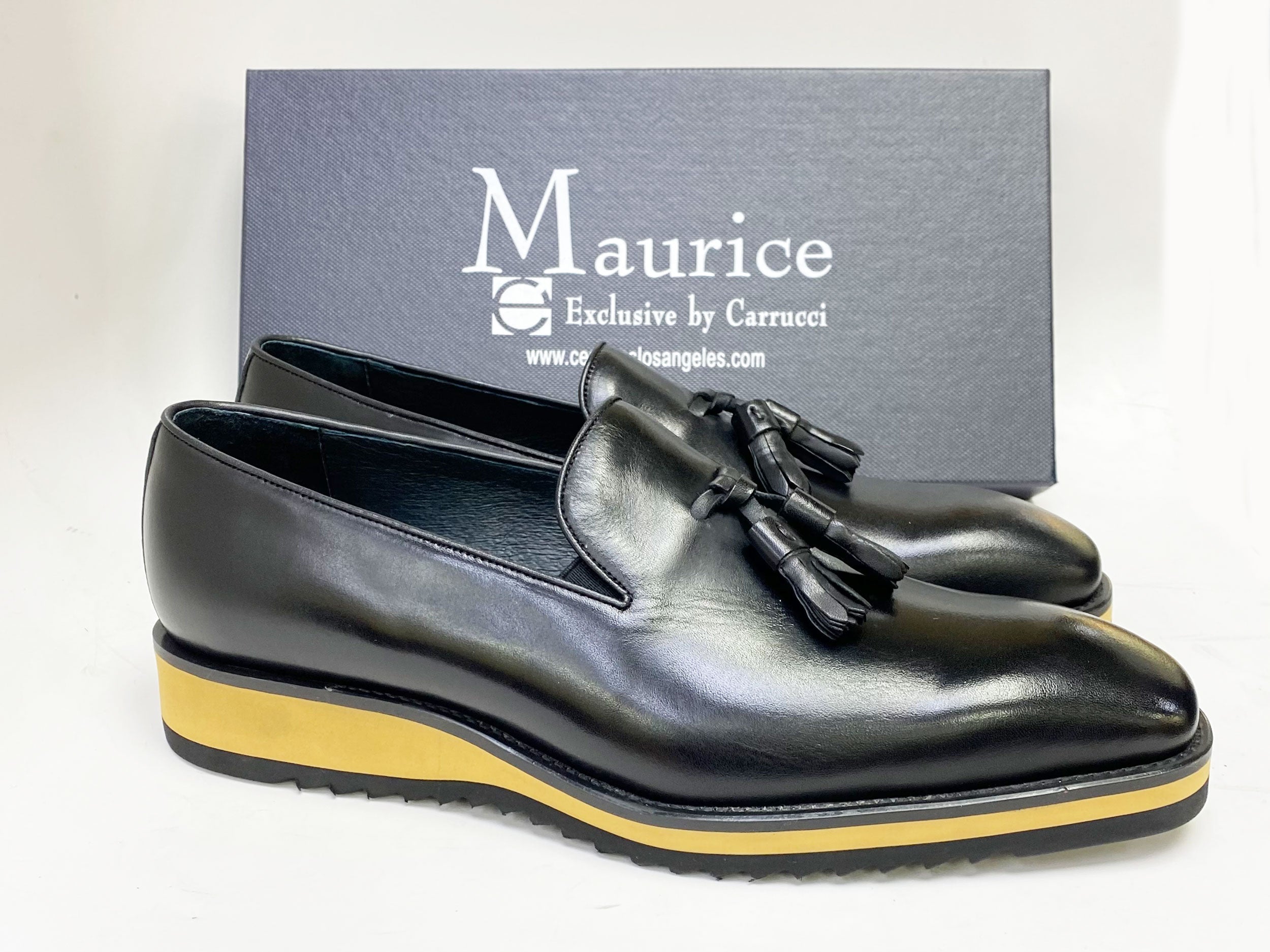 C&E Fashions Maurice Calfskin Tasseled Loafer - Black