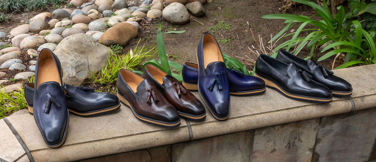 C&E Fashions Maurice Calfskin Tasseled Loafer - Chestnut