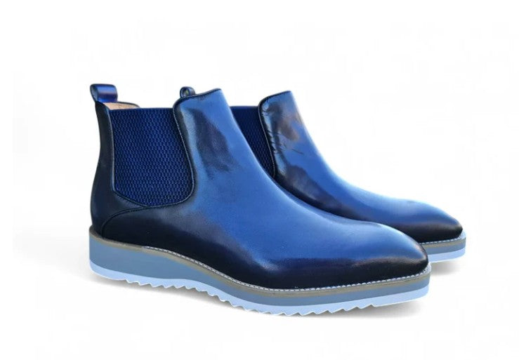 C&E Fashions Carrucci Calfskin Boot - Blue